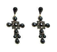 SXSWCH Grandes pendientes cruzados de cristal grande para mujeres Fashion de la moda delicada de circonía cúbica Declaración de amuletos de la fe de la boda de la boda exagerada joya de Navidad