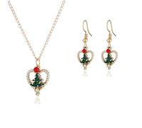 SXSWCH Juego de joyas de Navidad Regalos para chicas para mujeres Adolescentes Goldio Tiny pequeño pequeño Cz Cz Drop de pendientes Dangle Hook Pense Cabeza de colgante