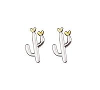 SXSWCH Lindo corazón Pendientes de tachuelas de cactus para mujeres 925 STERLING Silver Hipoalergenic delantero Small Love Tema de dos tono Cartílago Cartílago Joya de fiesta de San Valentín para