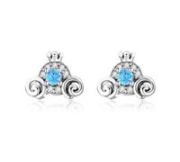 SXSWCH Lindos Pendientes de carros de Calabaza para Mujeres 925 Silver Sterling Cubic Zirconia Vintage Lucky Princess Tiny Pequeños Cartílagos Hipoalergénicos Cumpleaños Halloween Joyas Dainty Dago