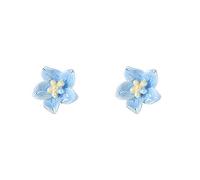 SXSWCH Lindos pendientes de semental de flores azules para mujeres 925 STERLING Silver Hipoalergénica Piercing Ear Bohemian Resina Plumeria Camellia Cherry Daisy Cartílago Tragus Post Daidty Birthday