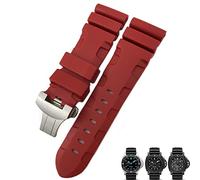 SXSWCH Nature Rubber - Correa de reloj de 24 mm para Panerai sumergible Luminor PAM negro, azul, rojo, naranja, correa con cierre de mariposa, 24mm Pin, A