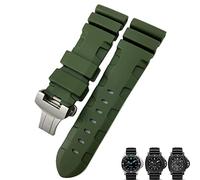 SXSWCH Nature Rubber - Correa de reloj de 24 mm para Panerai sumergible Luminor PAM negro, azul, rojo, naranja, correa con cierre de mariposa, 24mm, A
