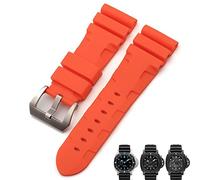 SXSWCH Nature Rubber - Correa de reloj de 24 mm para Panerai sumergible Luminor PAM negro, azul, rojo, naranja, correa con cierre de mariposa, 24mm Black P, A