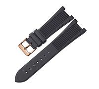 SXSWCH Para PP Patek Philippe Silicone Watch Belt 5711 5712G Nautilus Ratch Strap Interfaz especial 25 mm*13 mm Banda de vigilancia (color: negro-silver-b, tamaño: 25-13 mm)