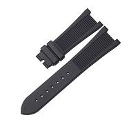 SXSWCH Para PP Patek Philippe Silicone Watch Belt 5711 5712G Nautilus Ratch Strap Interfaz especial 25 mm*13 mm Banda de vigilancia (color: negro-silver-b, tamaño: 25-13 mm)
