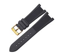 SXSWCH Para PP Patek Philippe Silicone Watch Belt 5711 5712G Nautilus Ratch Strap Interfaz especial 25 mm*13 mm Banda de vigilancia (color: negro-silver-b, tamaño: 25-13 mm)