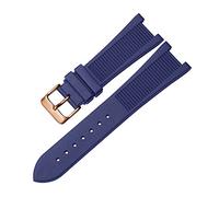 SXSWCH Para PP Patek Philippe Silicone Watch Belt 5711 5712G Nautilus Ratch Strap Interfaz especial 25 mm*13 mm Banda de vigilancia (color: negro-silver-b, tamaño: 25-13 mm)
