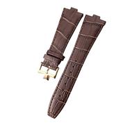 SXSWCH Para Vacheron Constantin Overseas Black Blue Brown Bamboo Grain Bands de reloj de grano de 25 mm de cuero de cuero convexa correa de reloj (color: broche de oro de 10 mm)