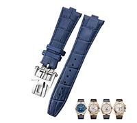 SXSWCH Para Vacheron Constantin Overseas Black Blue Brown Bamboo Grain Bands de reloj de grano de 25 mm de cuero de cuero convexa correa de reloj (color: broche de oro de 10 mm)