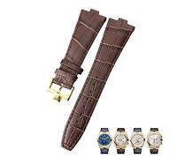 SXSWCH Para Vacheron Constantin Overseas Black Blue Brown Bamboo Grain Bands de reloj de grano de 25 mm de cuero de cuero convexa correa de reloj (color: broche de oro de 10 mm)