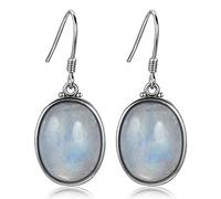 SXSWCH Pendientes de 10x14 mm Grandes Pendientes de Colgante de Piedra Lunar Ovalada