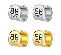 SXSWCH Pendientes de aro hipoalergénico de oro de 18k chapado en oro para mujeres - joyas grabadas geométricas retro | Oídos sensibles y regalos perfectos para bodas, Día de la Madre (dorado y
