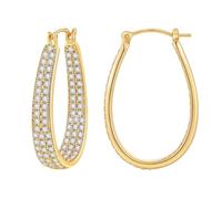 SXSWCH Pendientes de aro ovalado hipoalergénico de oro de 14k con circonio cúbico: joyas de mujer elegantes gruesas para viajes, bodas y regalos (50 mm)