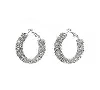 SXSWCH Pendientes de aro pequeños y brillantes para mujeres y niñas, bohemios envueltos con diamantes de imitación, aretes colgantes, ligeros, cómodos, brillantes, para boda, Navidad, cumpleaños