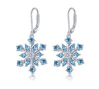 SXSWCH Pendientes de Damas Damas Joyas de Moda Blue Topacio Sterling Plate Drop Pendientes 2.9 Cilateros Azules de Copas de Nieve Alegados Pendientes de Pendientes UI