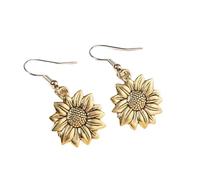 SXSWCH Pendientes de girasol antiguos de oro y plata para mujeres: estilos colgantes y pernos, aleación hipoalergénica, diseño floral vintage liviano para ropa diaria, fiestas, bodas