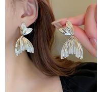 SXSWCH Pendientes de Pernos Animales de Cola de Ballena de Plata esterlina Pendientes de Pescado de Pescado Pendientes de Pescado Pendientes de Pescado Doble Pendientes Colgantes Joyas para Mujeres y