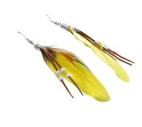 SXSWCH Pendientes de Plumas para Mujeres - Pendientes de Plumas de Borde Bohemio largas y geométricas Coloridas, Personalidad de Pendiente de Plumas Hechas a Mano livianas Simples