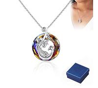 SXSWCH Productos de chicas Phoenix Crystal Collar, para self -s925 sobreviví porque el fuego dentro de mí arde más que el fuego a mi alrededor colorido pendientes de collar de cristal fénix (a)
