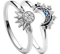 SXSWCH Productos para niñas 2pcs/Set Sol y Luna Anillo Estrella Anillo de corazón Anillo de circón Anillo Corona Princesa anillo-n56 Regalos