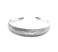 SXSWCH Pulsera de brazalete de plata esterlina ajustable, pulseras de cadena, pulsera de plata esterlina para mujeres, brazalete vintage manual de brazalete budista sánscrito damas joyas de plata b