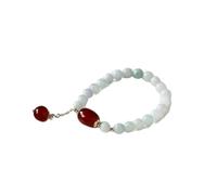 SXSWCH Pulseras de jade Natural Beads Bangle para mujeres Joyas Gemstone Agate Pearl Tassel Pulsera Regalos hechos a mano (color: ágata roja)