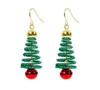 SXSWCH Xmas Tree Jingle Bell Bell Dangle Pendientes para mujeres Lindos Charros Rojo Tinkel Bell Corona verde gancho colgando Hipoalergenic Festival de Navidad Decoración de la fiesta Regalos para