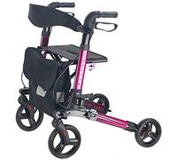SXTYFBB Andador para Ancianos, Caminador, Carretilla de movilidad ligera, Cochecito, Scooter Plegable con Asiento y Cesta, 4 Ruedas para Ancianos