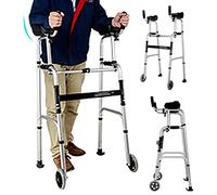 SXTYFBB Andador para Ancianos con Ruedas, Andador Plegable y Ligero para Personas Mayores/Discapacitadas, Andador Vertical, Carga 150 kg, Marco de aluminio (