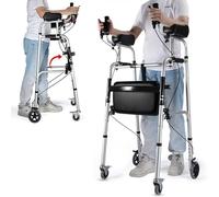 SXTYFBB Andador Plegable de 4 ruedas con asiento acolchado, marco de marcha móvil con soporte para antebrazo y frenos, fácil de plegar y ajustable en altura, equipado con andador asistido