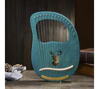 SXTYYH 10,16,19,21,24 Cuerdas Arpa De Lira, Cuerpo De Caoba Portátil Principiante Lyre Harp Con Llave De Afinación Cuerda De Repuesto Estuche De Transporte Paño De Limpieza(19 Blue Reindeer)
