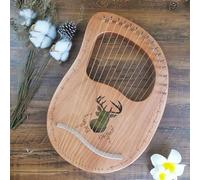 SXTYYH 10,16,19,21,24 Cuerdas Arpa De Lira, Cuerpo De Caoba Portátil Principiante Lyre Harp Con Llave De Afinación Cuerda De Repuesto Estuche De Transporte Paño De Limpieza(16-string wood color reinde
