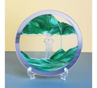 SXTYYH Arte De Arena En Movimiento, Reloj De Arena De Movimiento Líquido, Redondo De Cristal Paisaje De Arena del Fondo Marino En 3D Pintura De Arena Regalo(Verde)