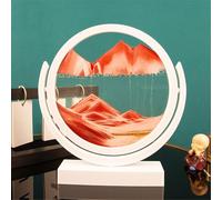 SXTYYH Giratorio Cuadro De Arte De Arena En Movimiento, Pintura De Arena Decoración De Cristal Paisaje De Arena De Las Profundidades Marinas for Regalo De Graduación(Red,12in,White Frame)
