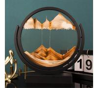 SXTYYH Giratorio Cuadro De Arte De Arena En Movimiento, Pintura De Arena Decoración De Cristal Paisaje De Arena De Las Profundidades Marinas for Regalo De Graduación(Amarillo,12in,Black Frame)