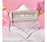 SXTYYH Kalimba Piano De Pulgar 17, 21 Teclas Piano De Dedos Con Portátil Portátil Martillo Afinador Sakura Acrílico Cristal Instrumento Musical for Principiantes(21-note - pentagram)