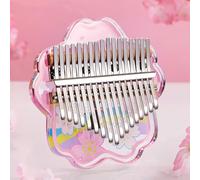 SXTYYH Kalimba Piano De Pulgar 17, 21 Teclas Piano De Dedos Con Portátil Portátil Martillo Afinador Sakura Acrílico Cristal Instrumento Musical for Principiantes(17-note - cherry blossom)