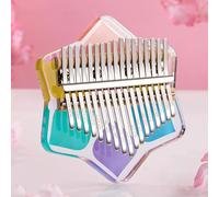 SXTYYH Kalimba Piano De Pulgar 17, 21 Teclas Piano De Dedos Con Portátil Portátil Martillo Afinador Sakura Acrílico Cristal Instrumento Musical for Principiantes(17-note - colored pentagram)