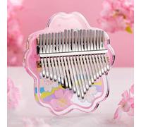 SXTYYH Kalimba Piano De Pulgar 17, 21 Teclas Piano De Dedos Con Portátil Portátil Martillo Afinador Sakura Acrílico Cristal Instrumento Musical for Principiantes(21-note - cherry blossom)