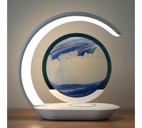 SXTYYH Lámpara De Escritorio De Arte De Arena En Movimiento con Recarga USB, Pintura De Arena 3D Decoración De Arena Movediza Luz Nocturna Led Decoración De Escritorio(Azul)