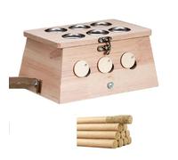 SXTYYH Moxa Box Calor Ajustable Kit De Caja De Moxa for La Cintura Abdomen Madera Maciza Caja De Moxibustión Estuche for Quemador for Alivio Del Dolor(Oak,6 holes)