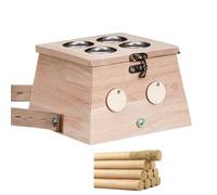 SXTYYH Moxa Box Calor Ajustable Kit De Caja De Moxa for La Cintura Abdomen Madera Maciza Caja De Moxibustión Estuche for Quemador for Alivio Del Dolor(Oak,4 holes)