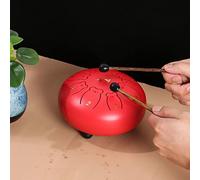 SXTYYH Pequeño Tambor De Lengua De Acero 6 Pulgadas 8 Notas Tambor Handpan Instrumento Musical for Niños Con Bolsa De Transporte, Libro De Música, Mazas Y Pegatina(Red)