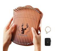 SXTYYH Pulgar Arpa De Lira 17 Cuerdas Instrumento De Lira Fácil De Aprender Principiante Lyre Harp Con Bolsa De Transporte, Cuerdas De Repuesto for Amantes De La Música(17-note-box-curry)