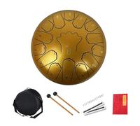 SXTYYH Tambor De Lengua De Acero, 12 Pulgadas 15 Notas Tambor De Lluvia for Exterior Percusión Tambor Handpan for Sound Healing Meditación, Entretenimiento(Gold)