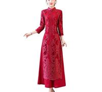 SXTYYH Traje Chino for Mujer, Tradicional Vestido Vietnamita Ao Dai Elegante Delgado Qipao Vestido Chino Mujer for Boda Vestido Cheongsam(3XL)