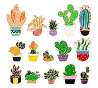 Sxutop 15 Piezas Broches de Esmalte de Cactus Broche de Hoja de Planta Verde Pin de Solapa con Plantas en Maceta Insignia de Metal Broches de Dibujos Animados para Ropa Sombreros Mochilas Chaqueta