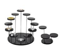 Sxutop 2 Piezas Soporte de Exhibición de Acrílico Negro Expositor Acrilico Redondo Soporte Acrílico Negro de 3/12 Niveles de 7 cm/15 cm de Diámetro Soporte para Joyas Anillos Pendientes Mini Figuritas