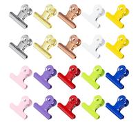 Sxutop 20 Piezas 38mm Bulldog Binder Clips, Pinzas de Papel Metálicas Bisagra Clip Archivo Abrazaderas Pinza de Etiquetas para Bolsas de Alimentos, Fotos, Fuente de Oficina en Hogar(10 Colours)